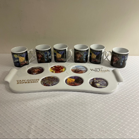 Van Gogh Gear Espresso cups Vodka shot glasses & party serving tray. - Picture 3 of 11